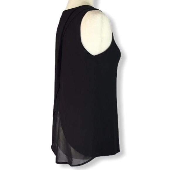 Kenneth Cole black sleeveless top, ladies chiffon crossover back dressy tee - Picture 2 of 4